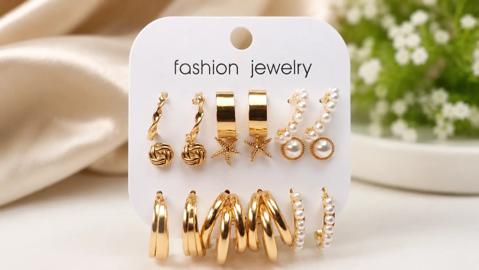 Ultimate 9-Pair Gold Hoop Earring Set – Curated Collection with Crystal Charms, Heart Drops 